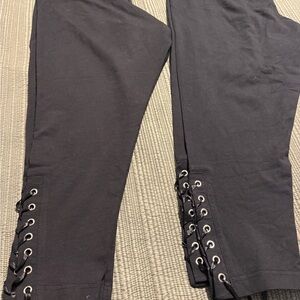 Roaman’s brand Black Lace-Up Leggings